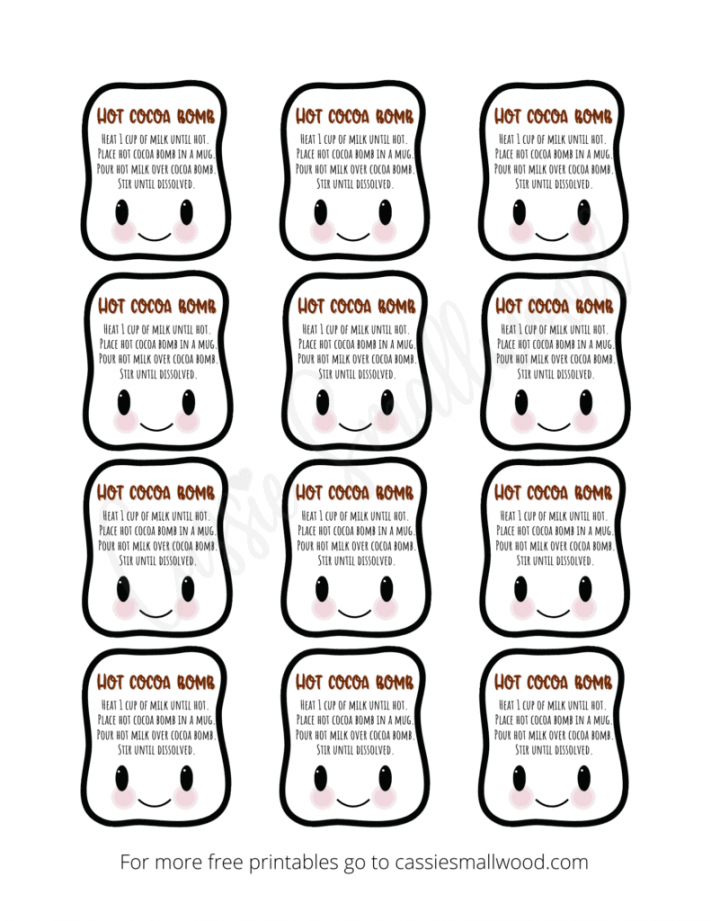 Adorable Hot Chocolate Bomb Labels (Free Printable) - Cassie Smallwood - FREE Printables - Free Printable Hot Chocolate Gift Tags