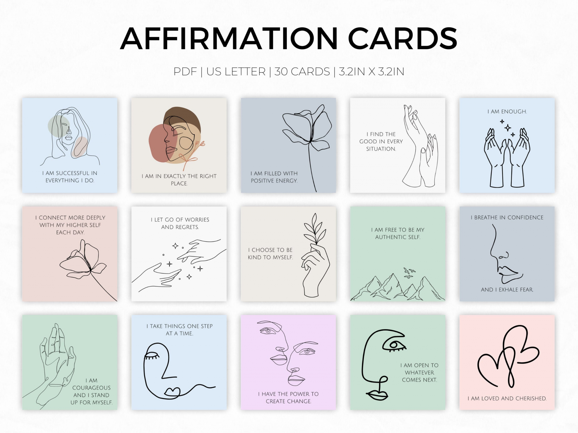 Affirmation Cards Printable Affirmation Deck Manifestation - Etsy  - FREE Printables - Free Printable Affirmation Cards