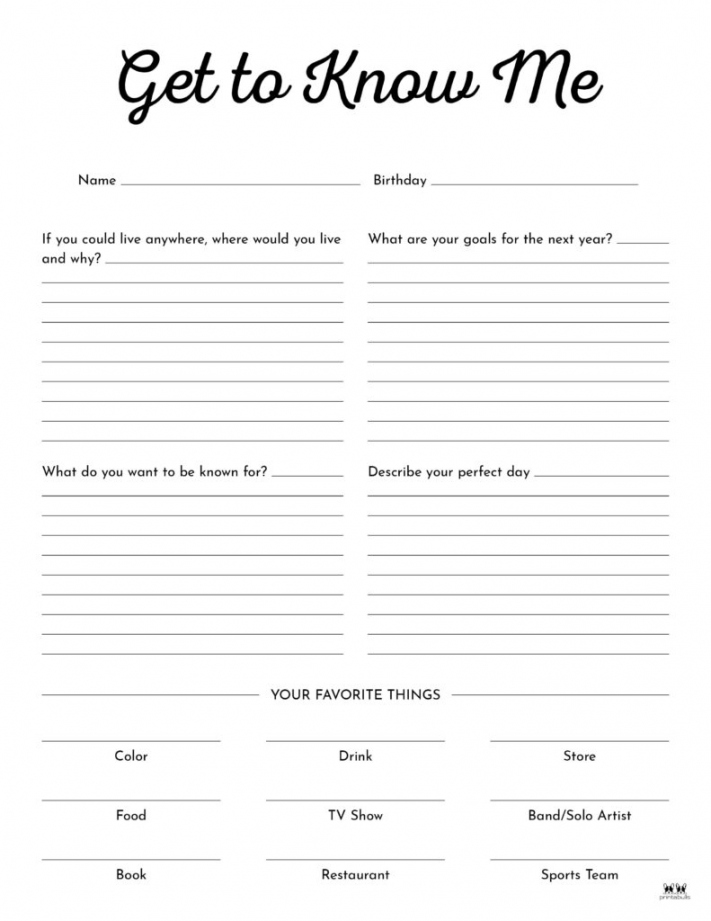All About Me Printable Worksheets -  FREE Printables  Printabulls - FREE Printables - Free Printable Get To Know You Worksheet