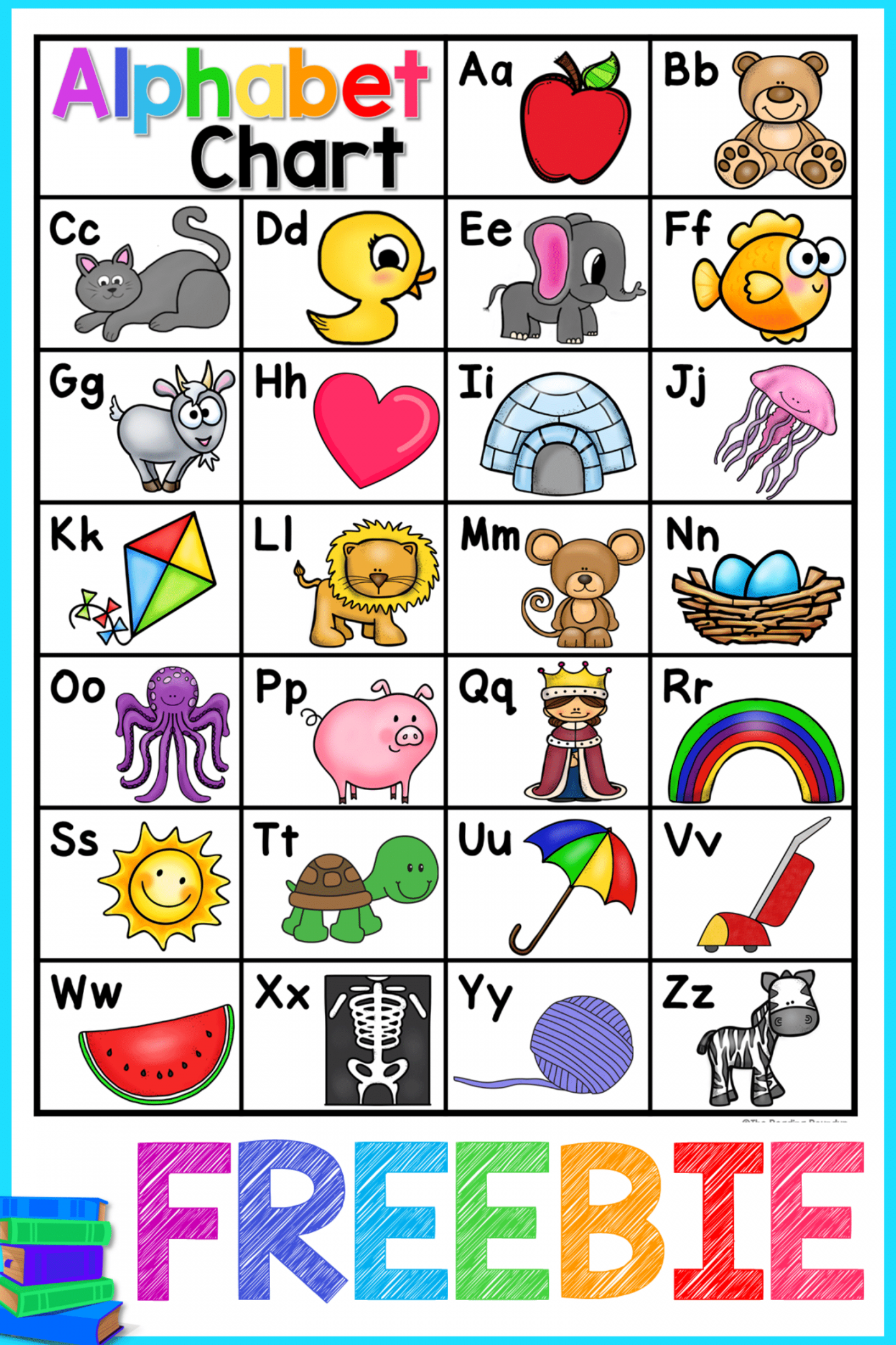 Alphabet Chart FREE  Free alphabet chart, Alphabet kindergarten  - FREE Printables - Alphabet Chart Free Printable