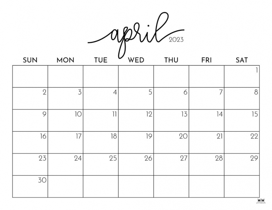 April  Calendars -  FREE Printables  Printabulls - FREE Printables - Free Printable April Calendar
