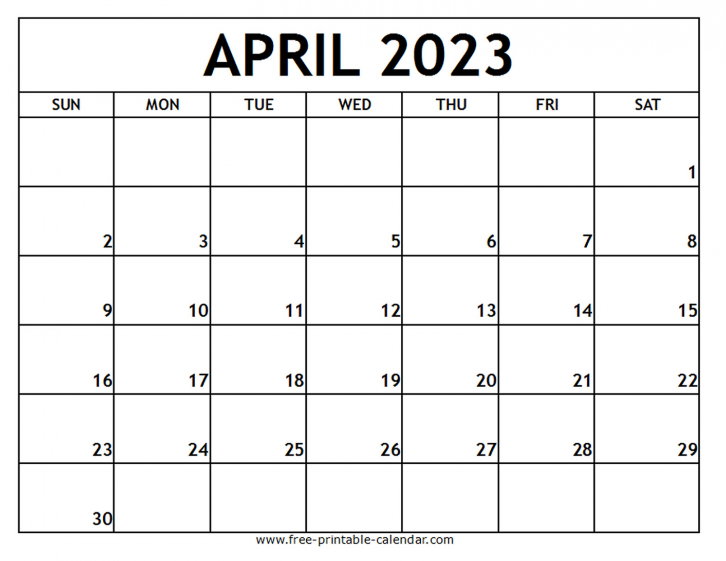 April  Printable Calendar - Free-printable-calendar - April 2023 Calendar Printable Free