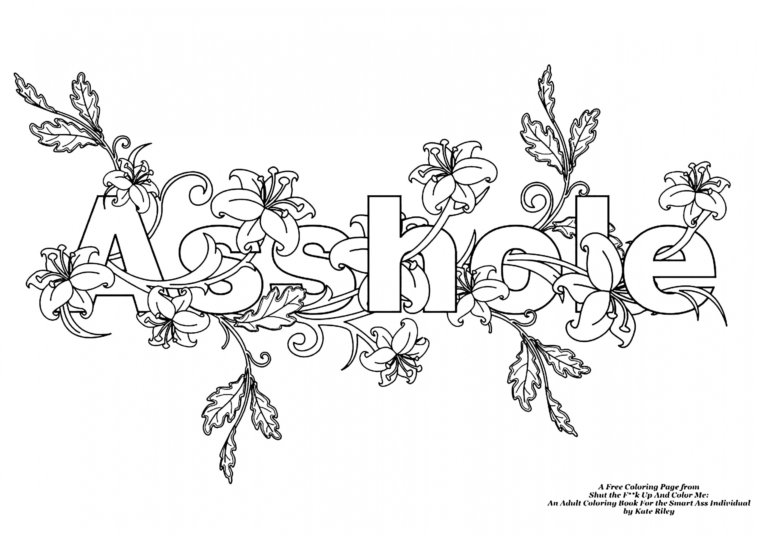 Asshole (Swear word coloring page) - Swear word Adult Coloring Pages - FREE Printables - Free Printable Inappropriate Coloring Pages For Adults
