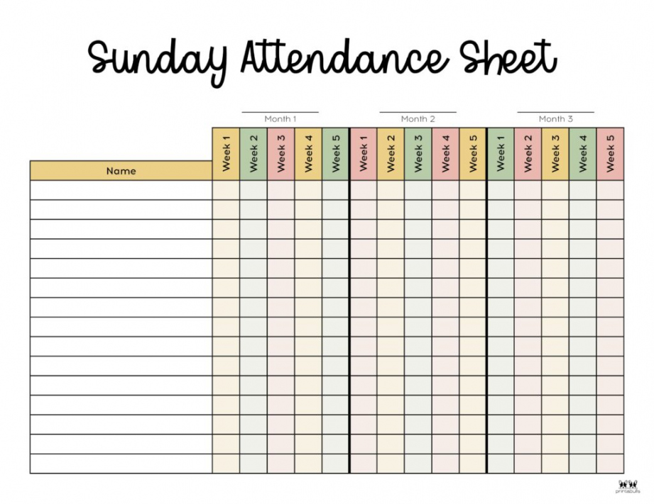 Attendance Sheets -  FREE Printables  Printabulls - FREE Printables - Free Printable Attendance Sheet