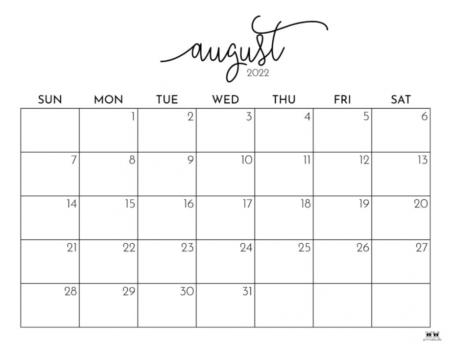 August  Calendars -  FREE Printables  Printabulls - FREE Printables - Free Printable August Calendar