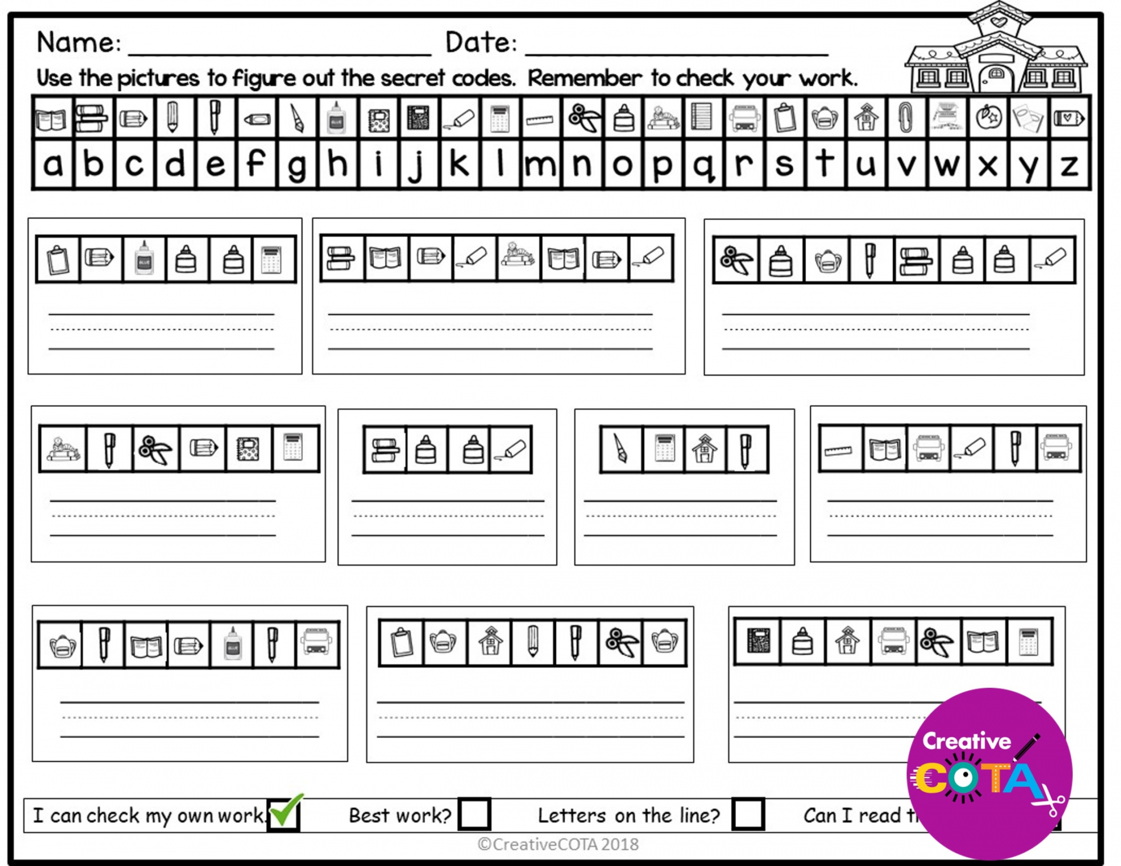 Back to School Secret Code Worksheets - FREE Printables - Free Printable Secret Code Worksheets