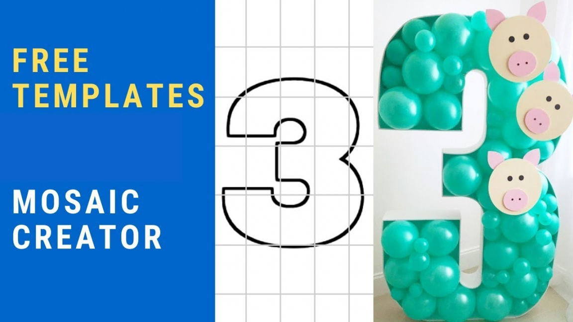 Balloon Number Mosaic Creator with FREE Templates  DIY  Tutorial - FREE Printables - Printable Mosaic Number Template Free