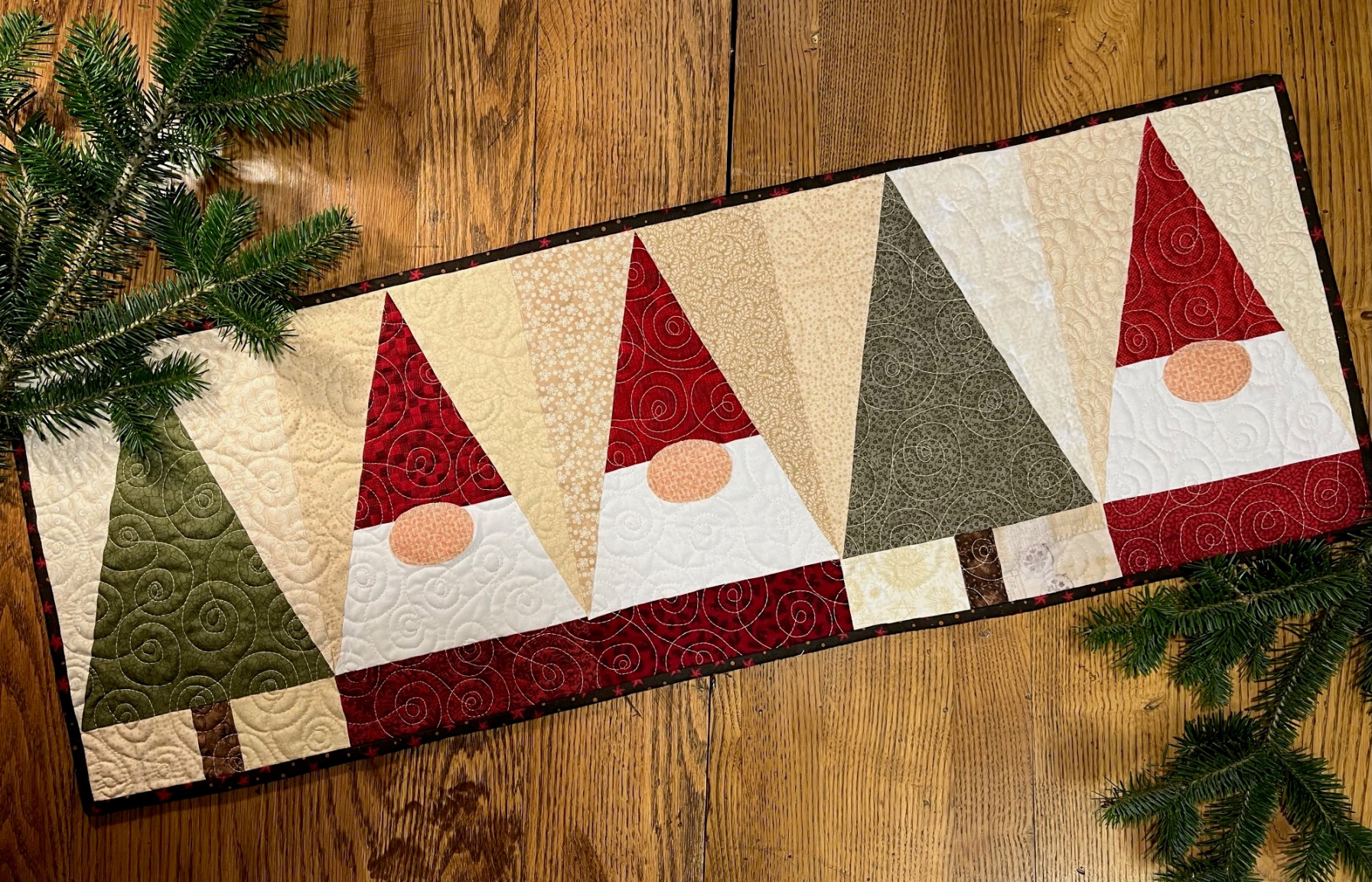 Balsam Gnomes Table Runner Quilt - lakegirlquilts - FREE Printables - Printable Quilted Christmas Table Runner Patterns Free Easy