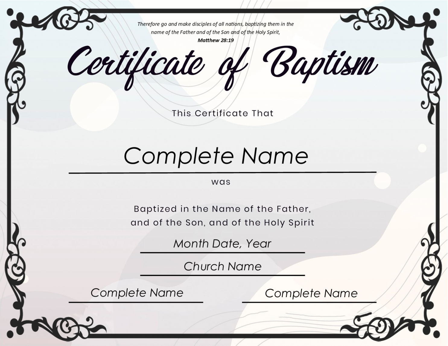 Baptismal Certificate: Free Baptism Certificate Templates! - FREE Printables - Free Printable Baptism Certificate