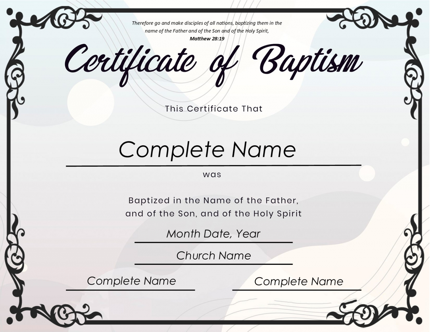Baptismal Certificate: Free Baptism Certificate Templates! - FREE Printables - Free Printable Baptism Certificates