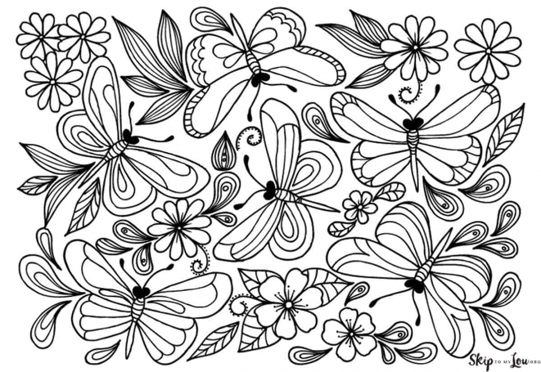 Beautiful Butterfly Coloring Pages to Download and Print  Skip To  - FREE Printables - Free Printable Pictures Of Flowers And Butterflies