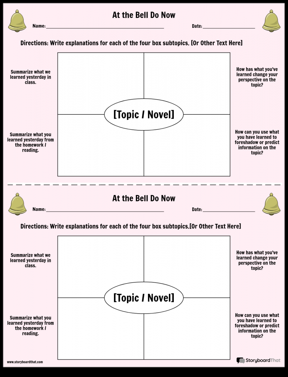 Bell Ringer Template & Activities — Free Printable Bell Ringers  - FREE Printables - Free Printable Bell Ringers