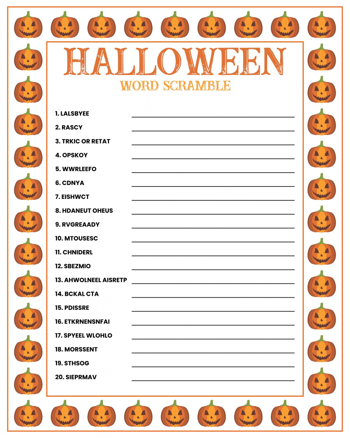 Best Adult Halloween Party Games Printable - printablee - Free Printable Halloween Games