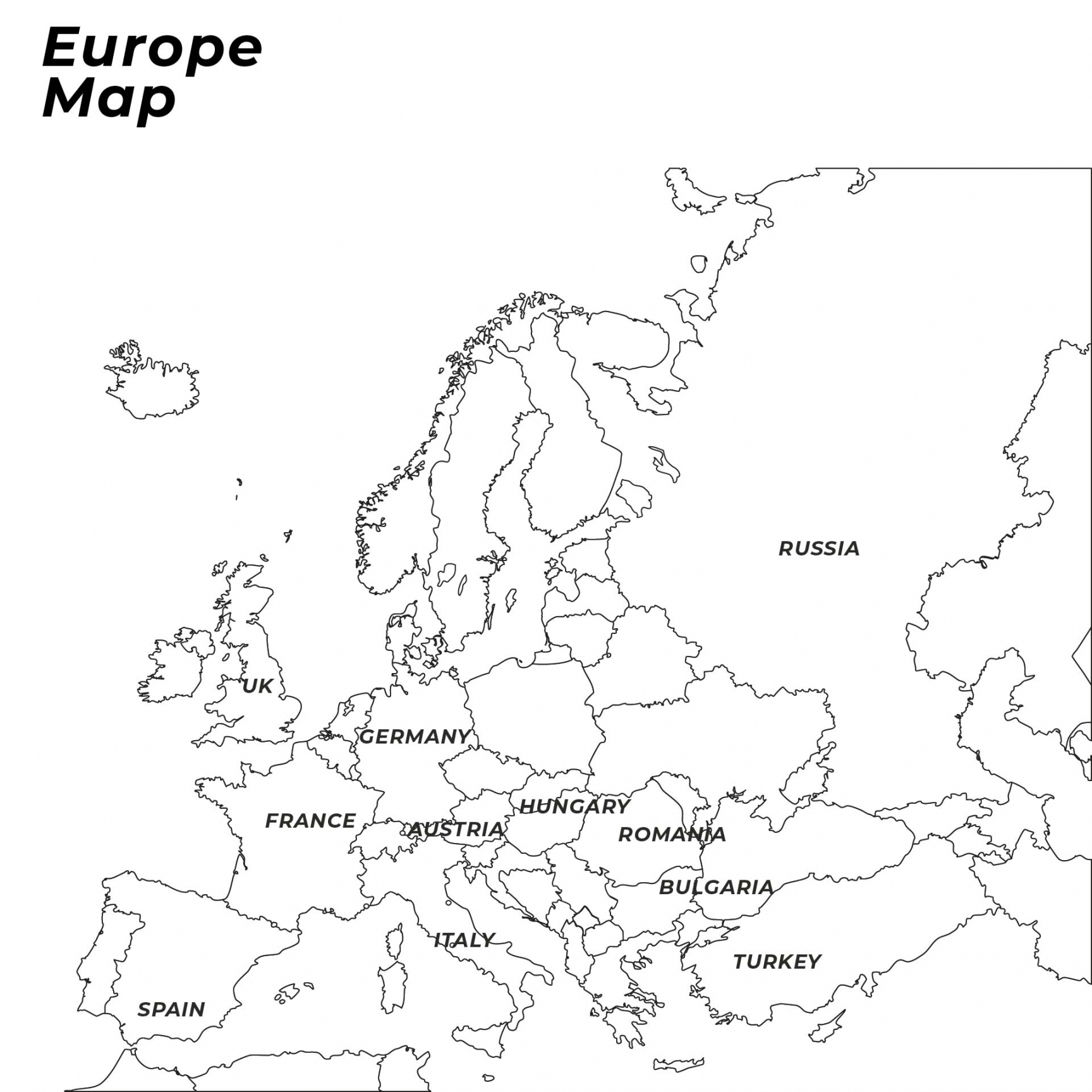 Best Black And White Printable Europe Map - printablee - Europe Map Free Printable
