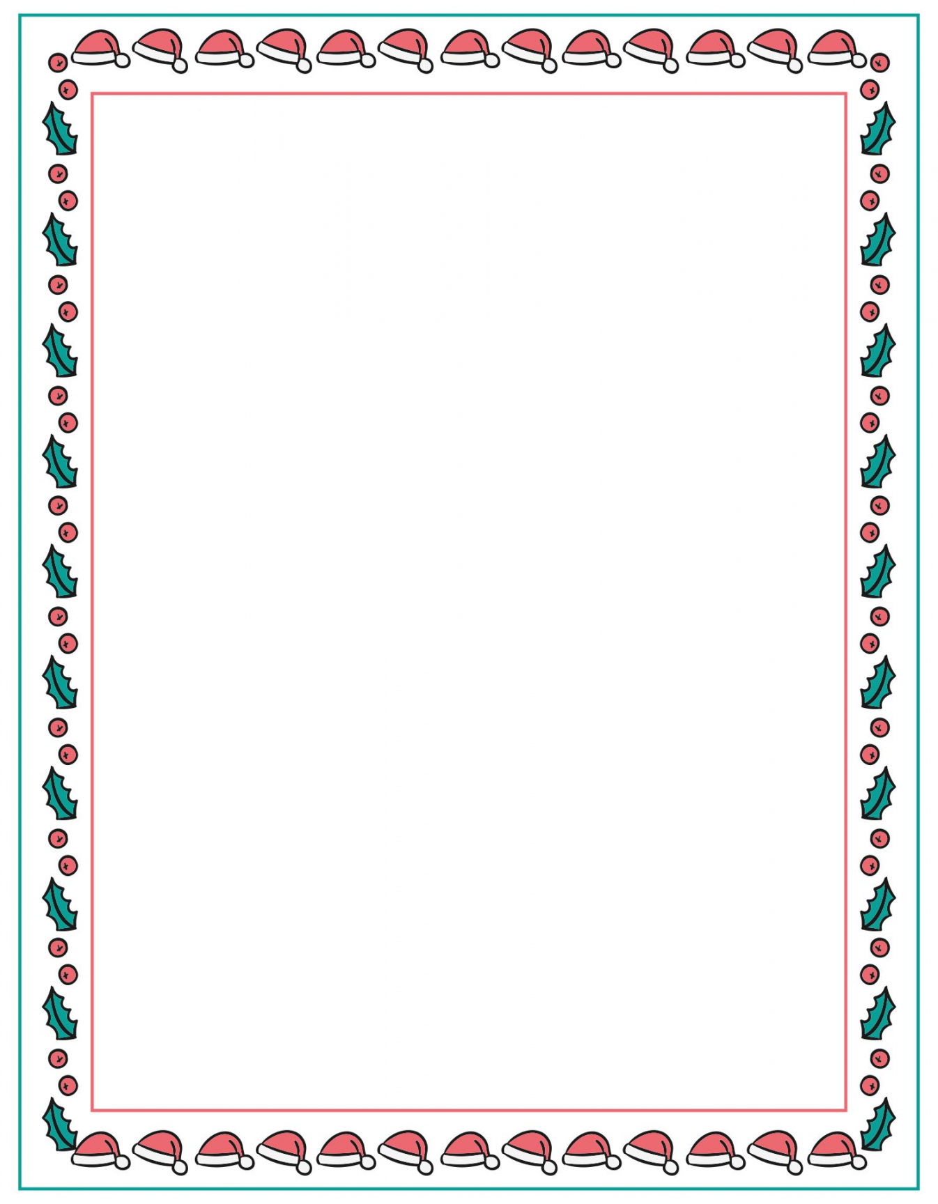 Best Free Printable Christmas Borders Holly - printablee - Christmas Paper Borders Free Printable