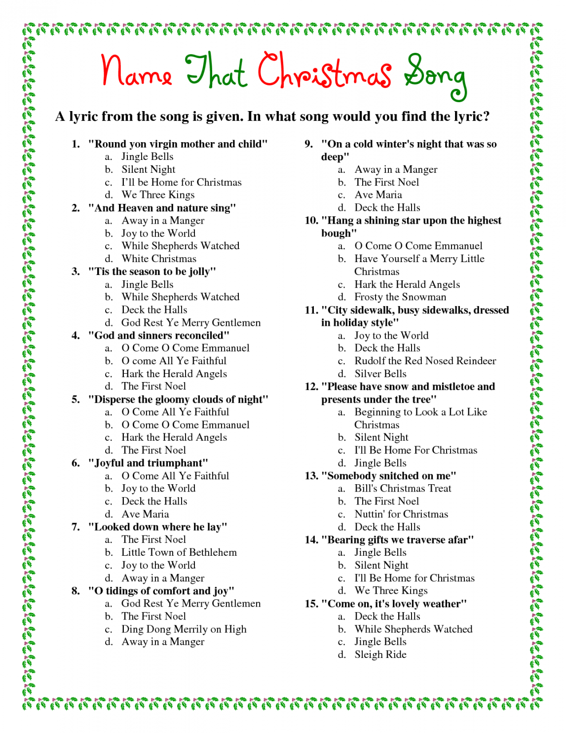 Best Free Printable Christmas Trivia With Answers - printablee - Free Printable Christmas Trivia Questions And Answers Printable