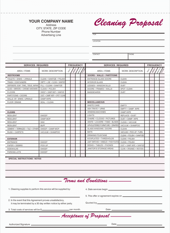 Best Free Printable Cleaning Business Forms - printablee - Printable Free Cleaning Proposal Template