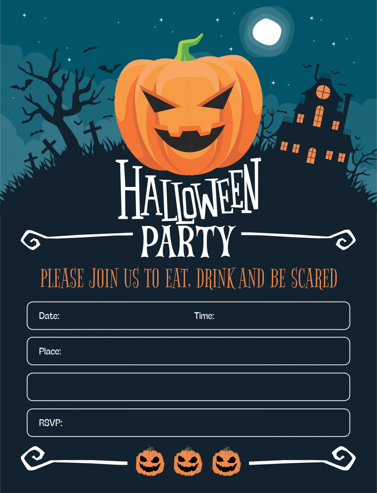 Best Free Printable Halloween Birthday Invitations - printablee - Downloadable Free Printable Halloween Party Invitations