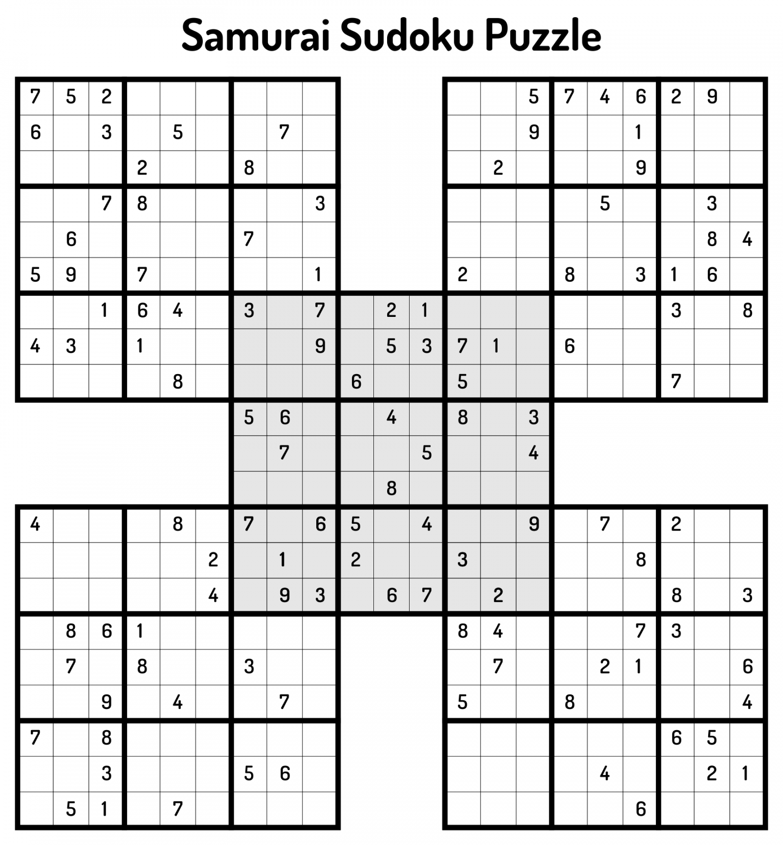 Best Free Printable Sudoku Grid Puzzle - printablee - Free Printable Samurai Sudoku