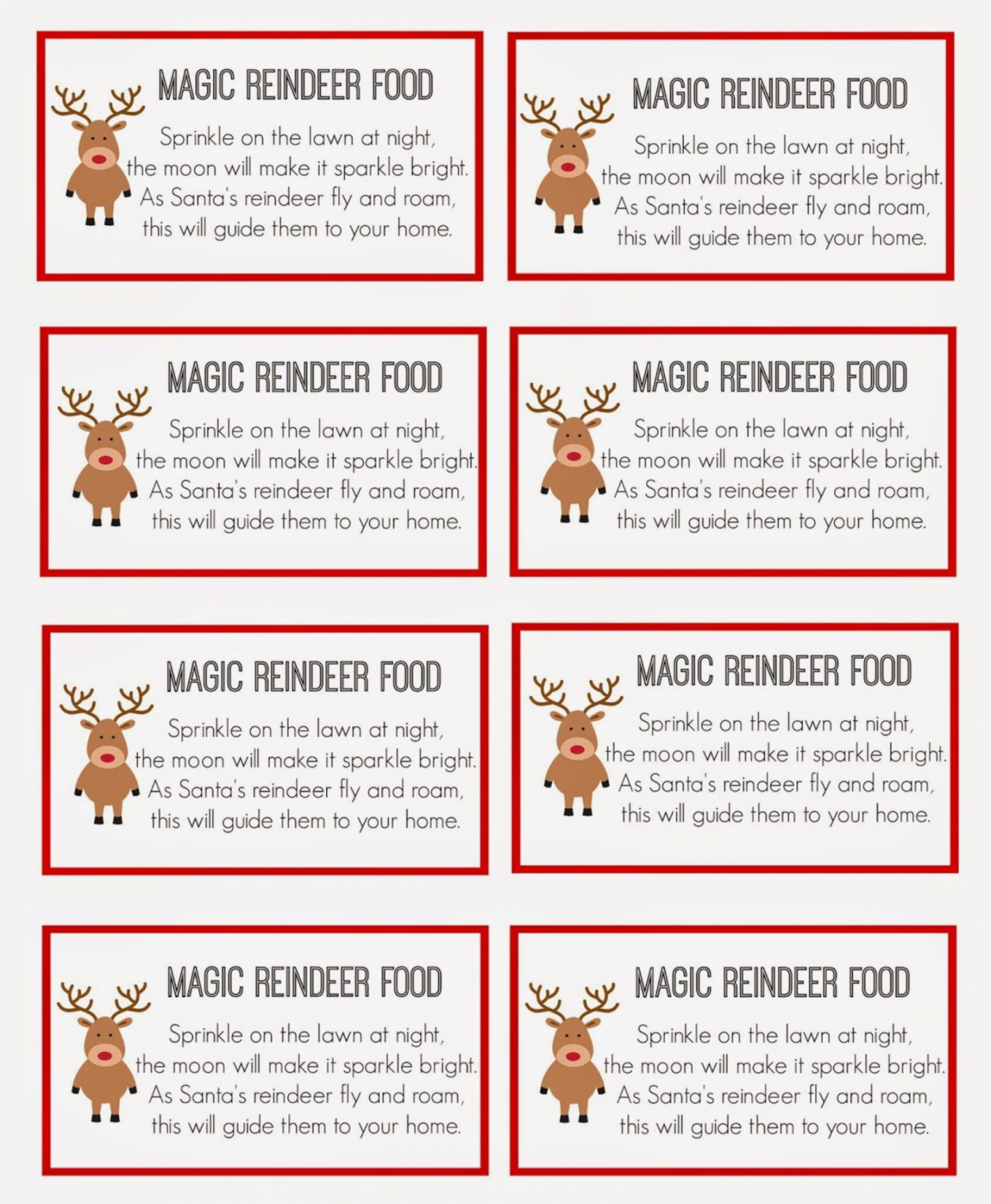 Best Free Reindeer Food Tags Printables - printablee - Free Reindeer Food Printable