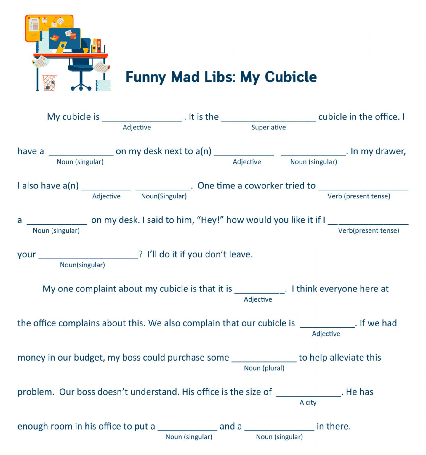 mad libs free printable high school - FREE Printable HQ