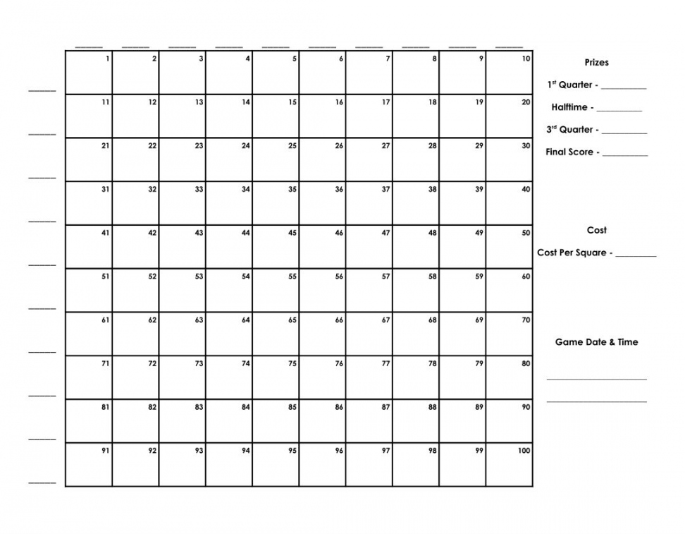 Best Printable 0 Square Football Pool Grid - printablee - 100 Squares Printable Free