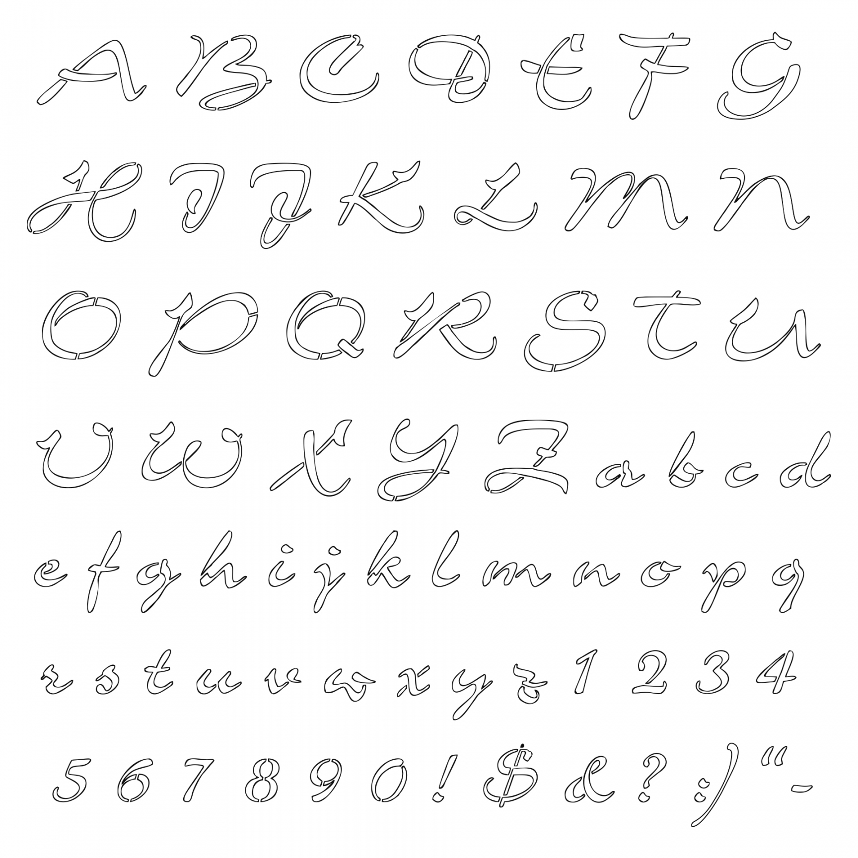 Best Printable Alphabet Stencils Calligraphy Letters  - FREE Printables - Fancy Letter Stencils Free Printable