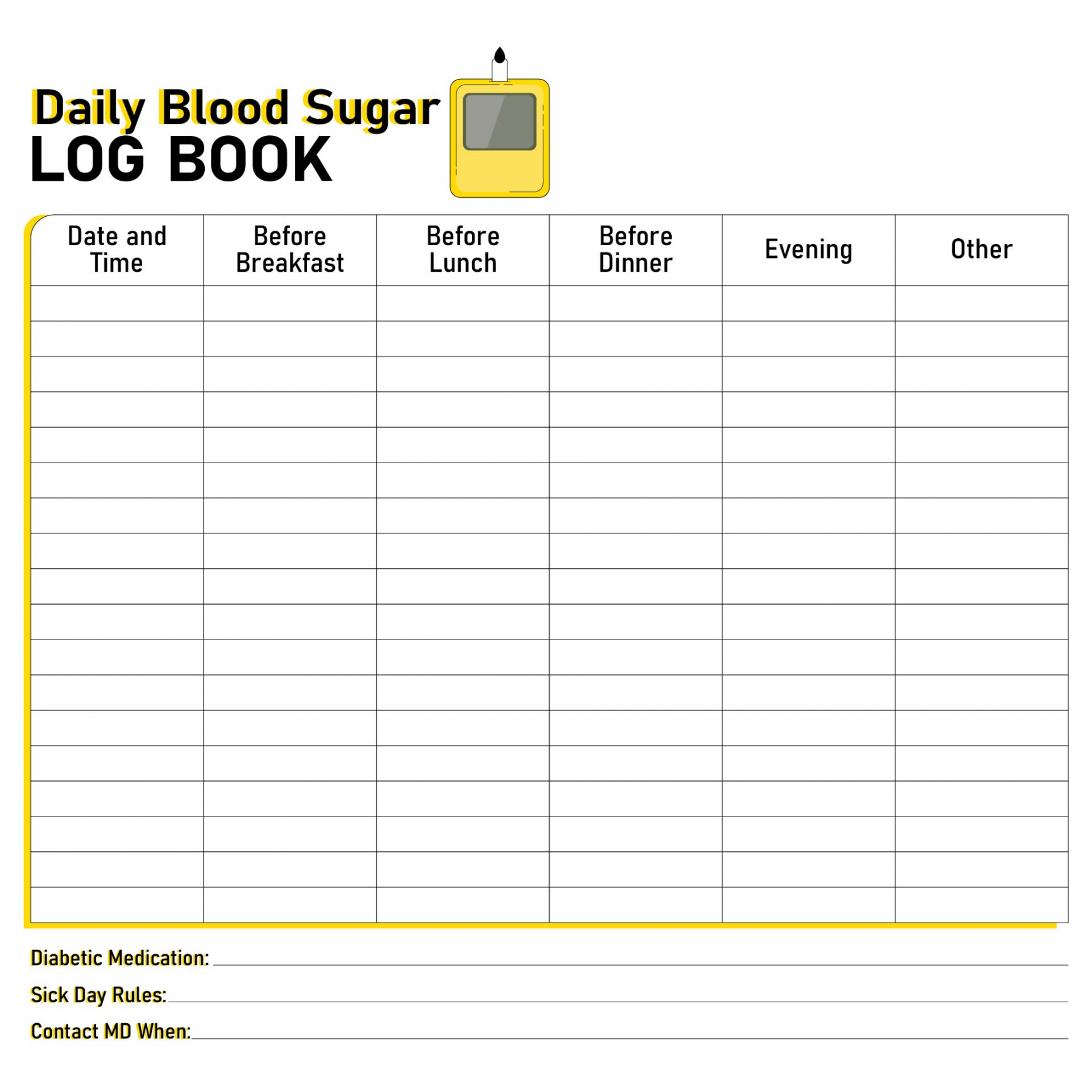 Best Printable Diabetic Log Sheets - printablee - Pdf Free Printable Blood Sugar Log Sheet
