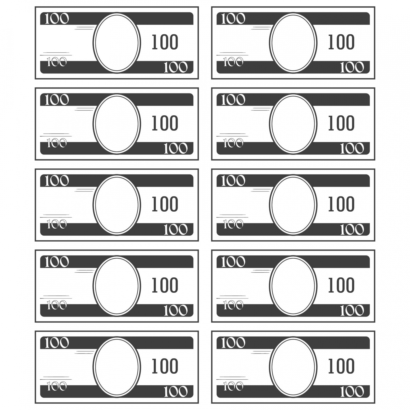 Best Printable Play Money Actual Size - printablee - Free Printable Printable Play Money Black And White