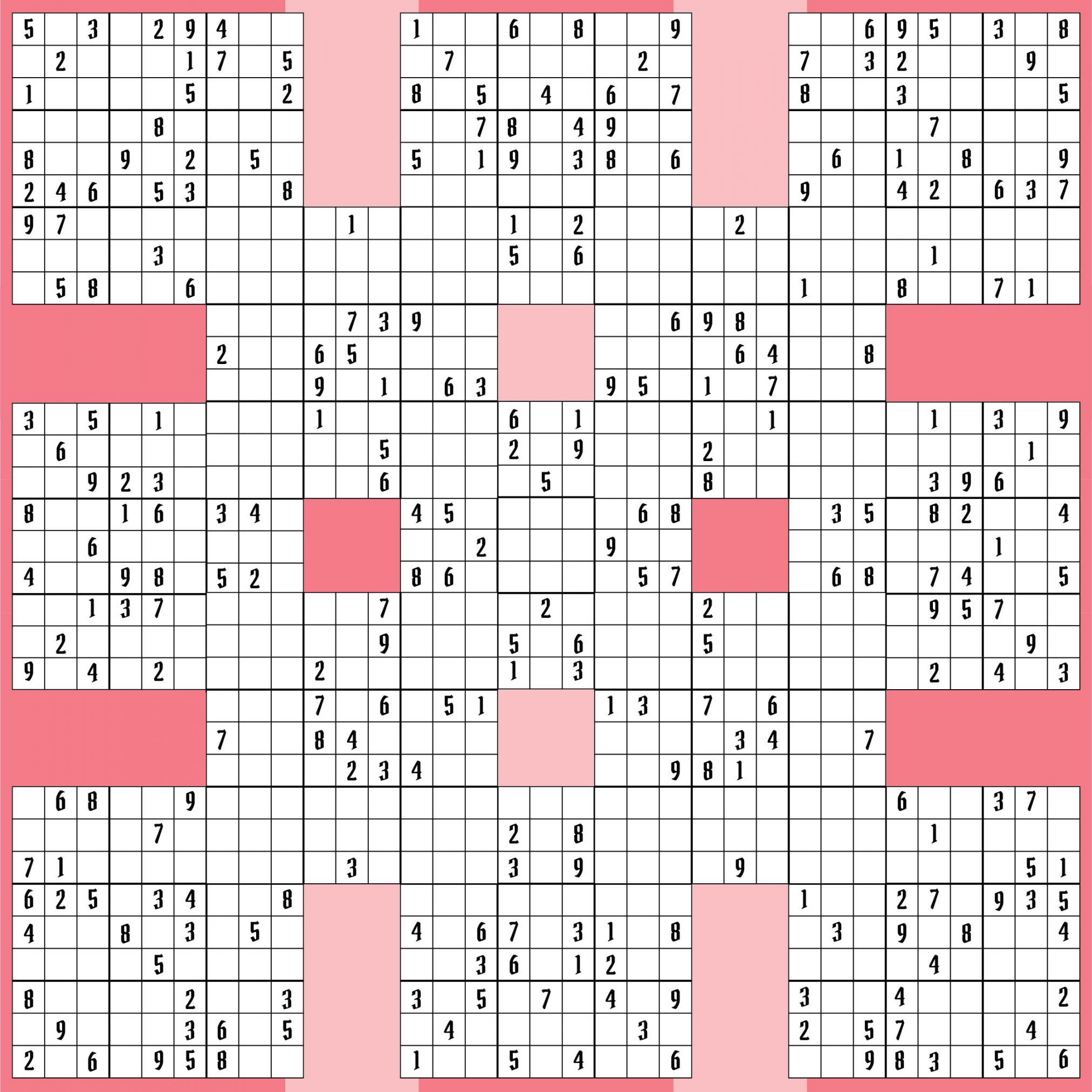 Best Printable Samurai Sudoku Grid - printablee - Free Printable Samurai Sudoku