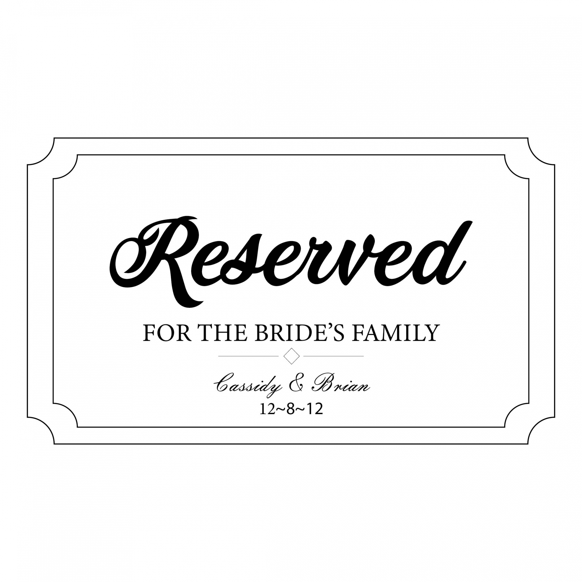 Best Printable Wedding Reserved Signs - printablee - Free Printable Printable Reserved Signs