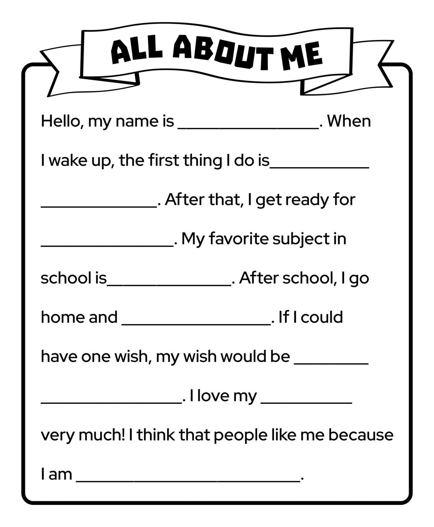 Best Printable Worksheets About.me Adult - printablee - Free Printable All About Me Worksheet For Adults