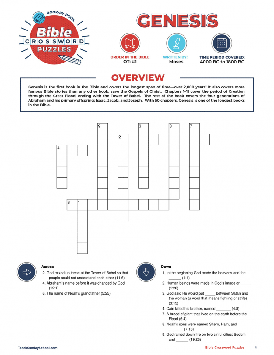 Bible Crossword Puzzles — Teach Sunday School - FREE Printables - Free Printable Bible Crossword Puzzles With Answers
