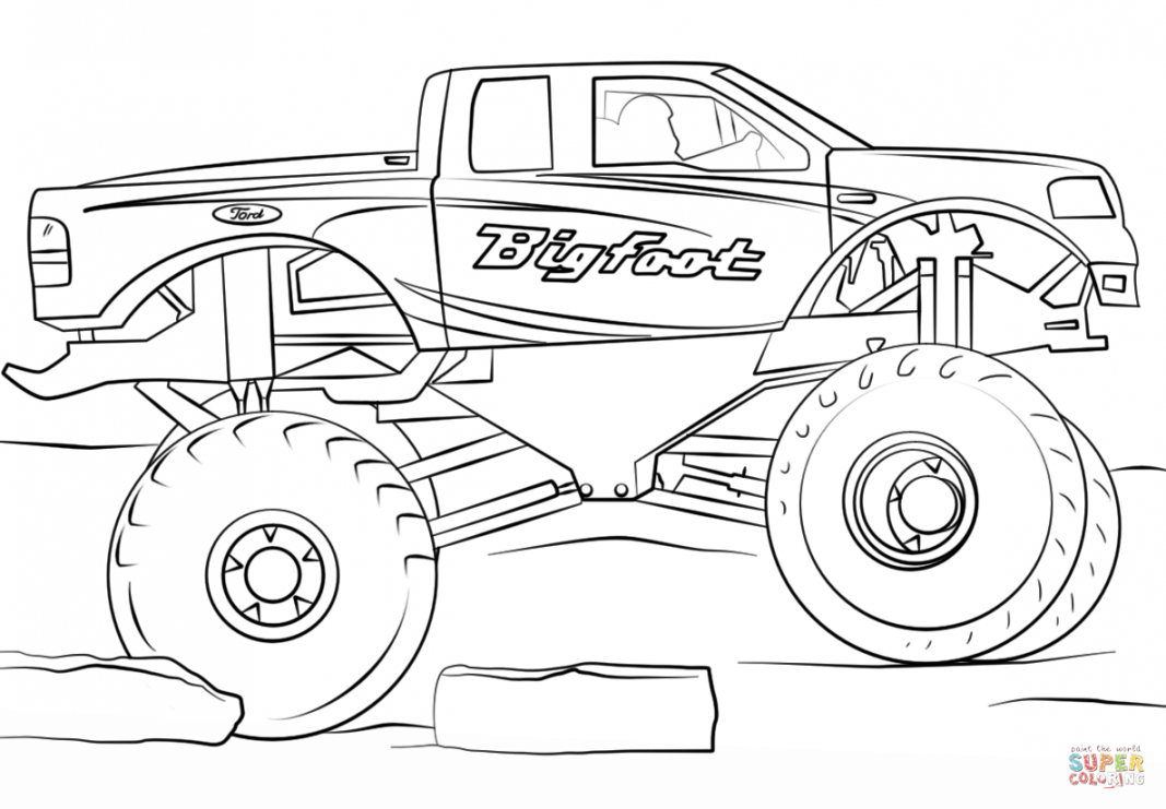 Bigfoot Monster Truck coloring page  Free Printable Coloring Pages - FREE Printables - Free Printable Monster Truck Coloring Pages