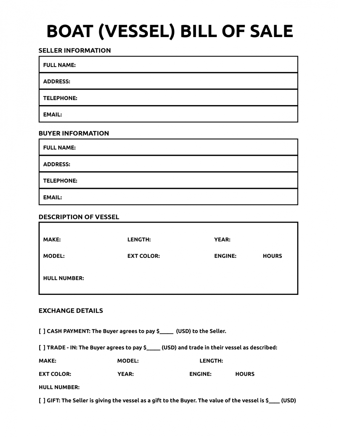 Bill of Sale For Boat - World of Printables - FREE Printables - Free Printable Bill Of Sale For Boat And Trailer