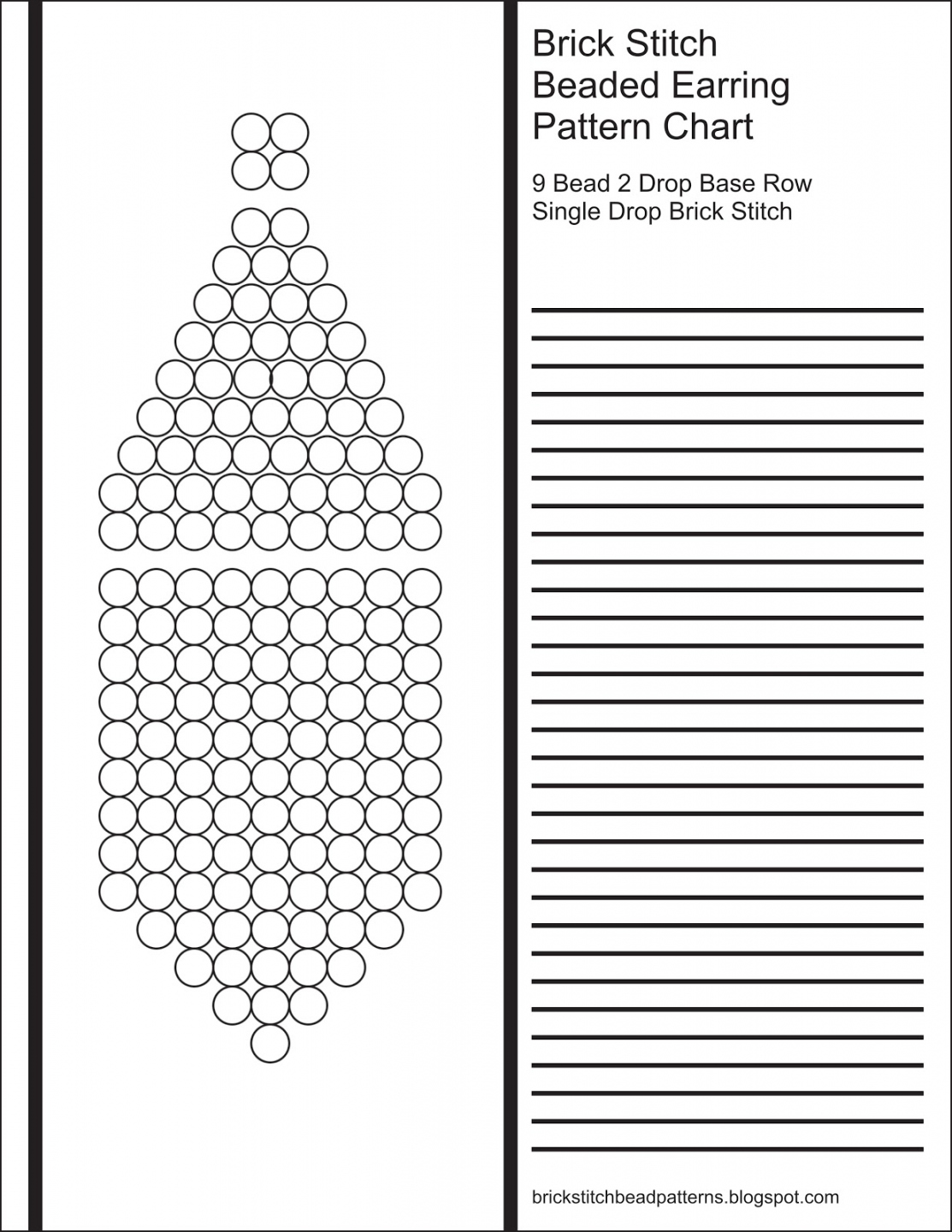 Brick Stitch Bead Patterns Journal:  Bead  Drop Base Row Blank  - FREE Printables - Free Printable Brick Stitch Earring Graph Paper