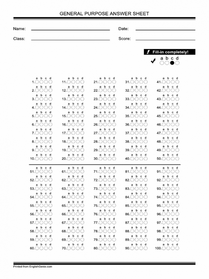 Bubble Answer Sheet  00 Abcd  PDF - FREE Printables - Free Printable Answer Sheet 1-100
