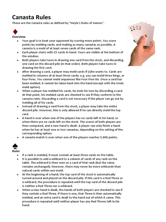 Canasta Rules  PDF  Gambling  Gambling Games - FREE Printables - Free Printable Canasta Rules