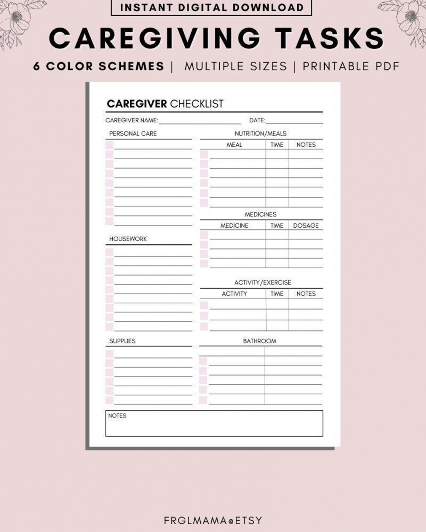 Printable Caregiver Daily Checklist Template Astra edu pl