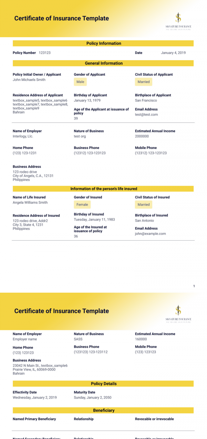 Certificate of Insurance Template - PDF Templates  Jotform - FREE Printables - Free Printable Blank Certificate Of Insurance Form