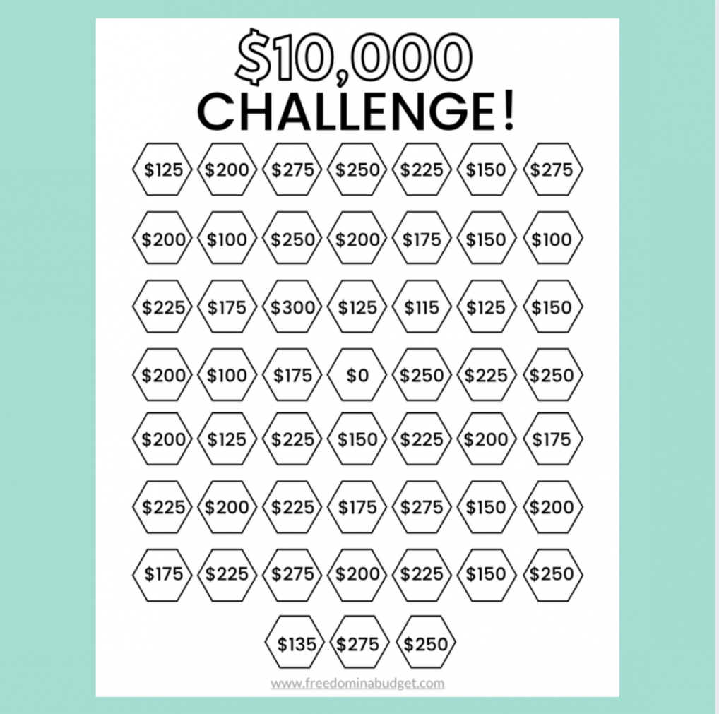 $, Challenge Printable! – Freedom In A Budget - FREE Printables - Savings Challenge Printable Free