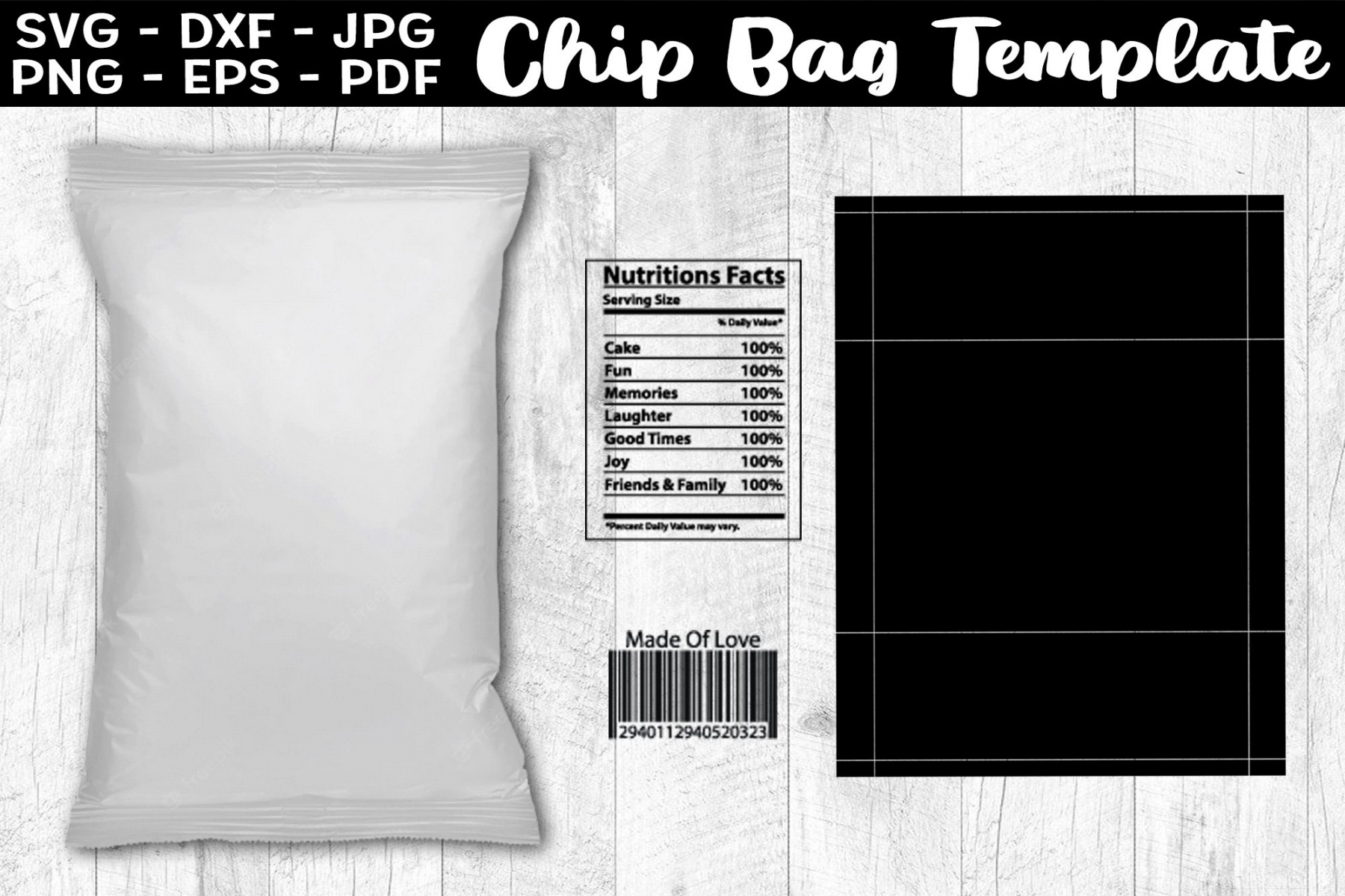 Chip Bag Template SVG Potato Chip Bag Template PNG SVG - FREE Printables - Downloadable Free Printable Chip Bag Template