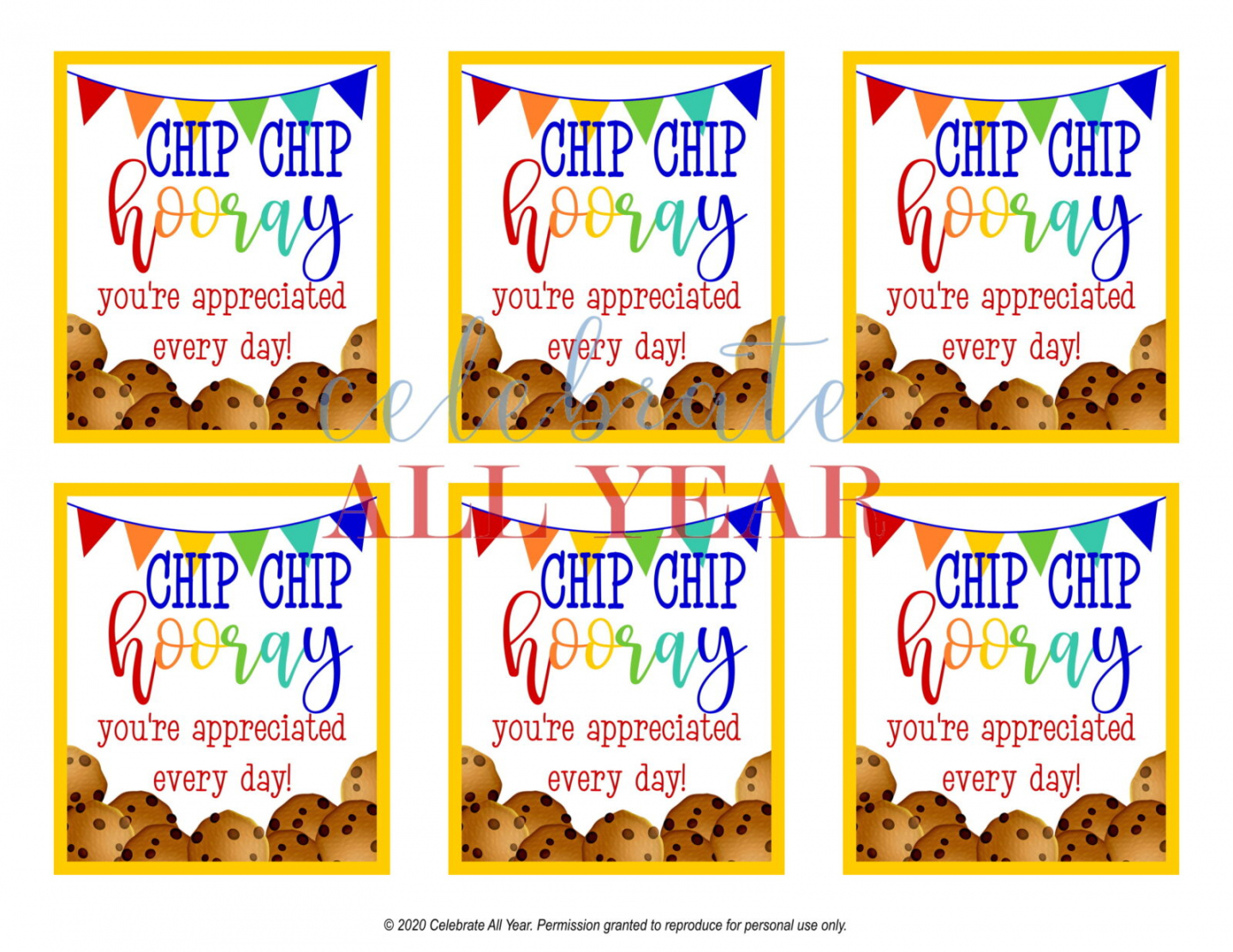 Chip Chip Hooray Cookie Gift Tags – Celebrate All Year - FREE Printables - Chip Chip Hooray Free Printable