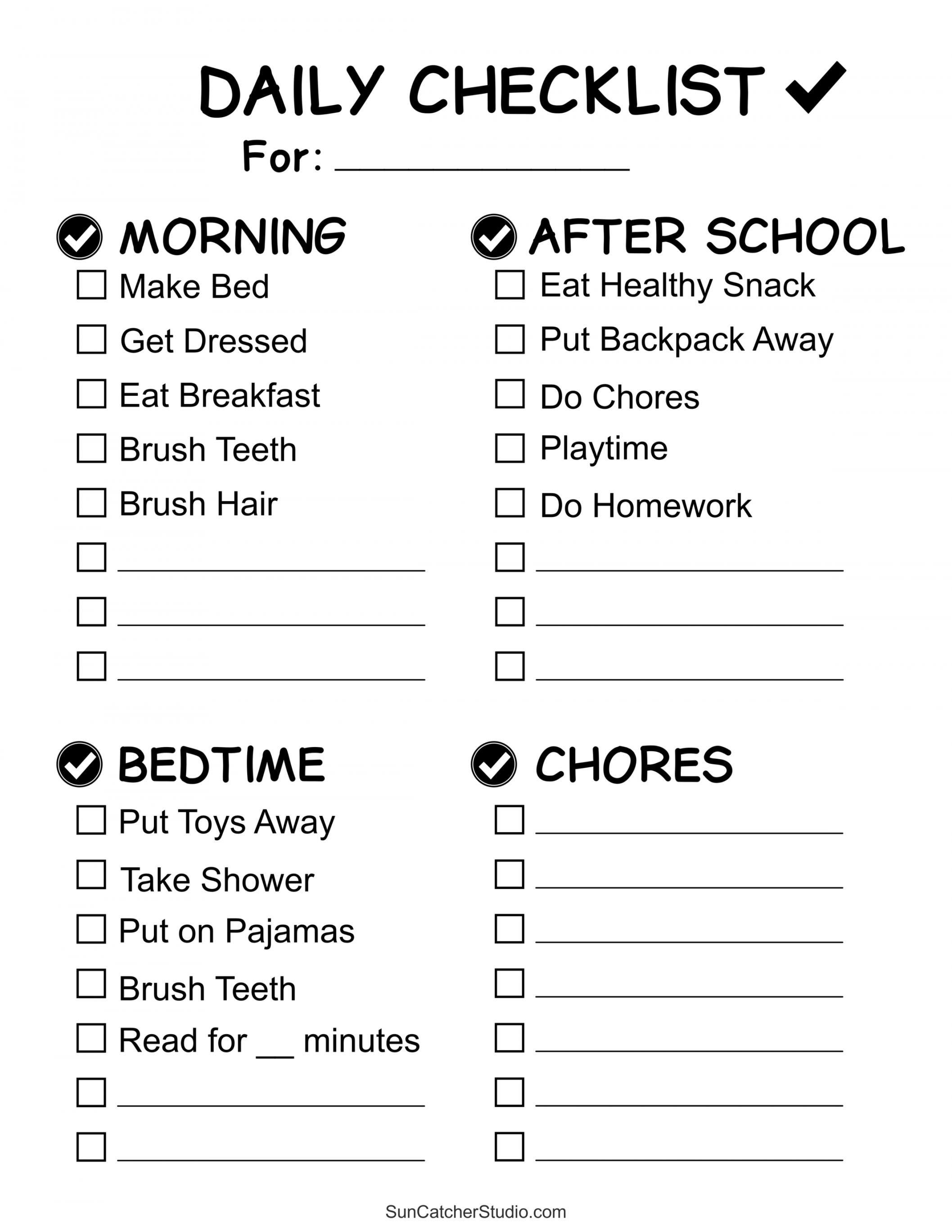 Chore Charts (Printable, Editable Daily & Weekly Templates) – DIY  - FREE Printables - Pdf Free Printable Chore Charts