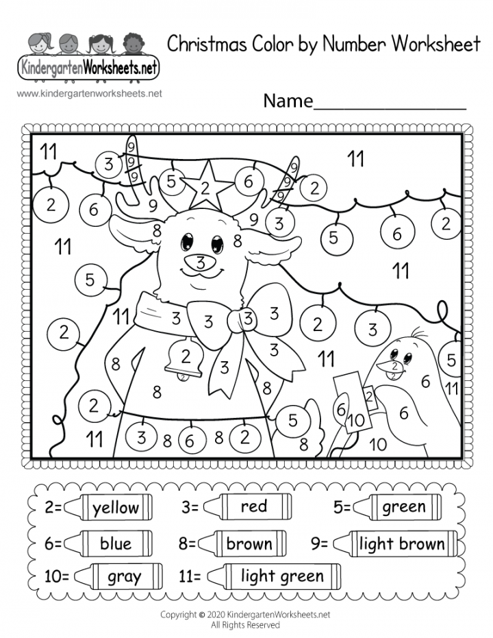 Christmas Color by Number Worksheet - Free Kindergarten Holiday  - FREE Printables - Free Printable Holiday Worksheets