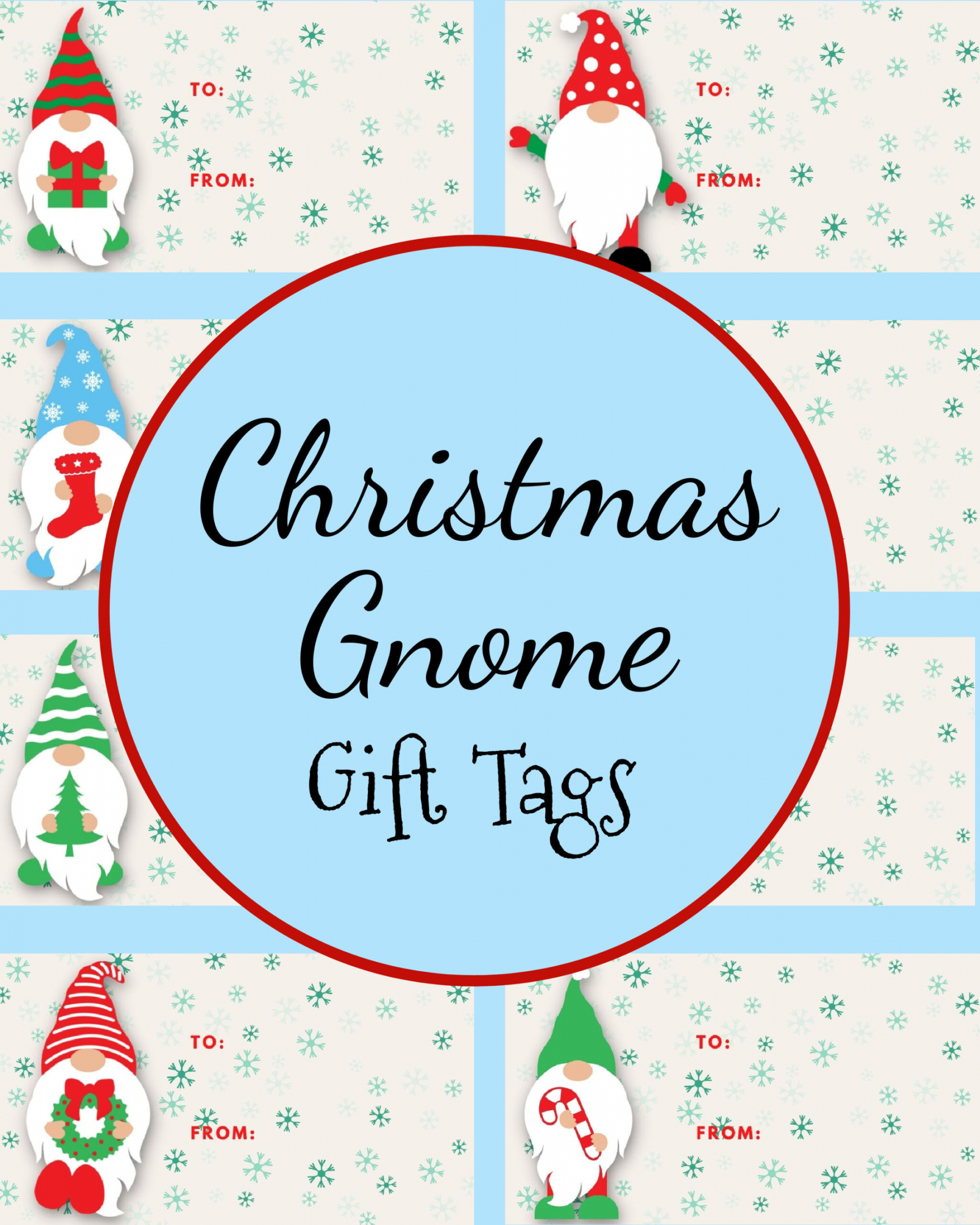 Christmas Gnome Gift Tags - Free Printable with  Designs - FREE Printables - Christmas Gift Tags Printable Free