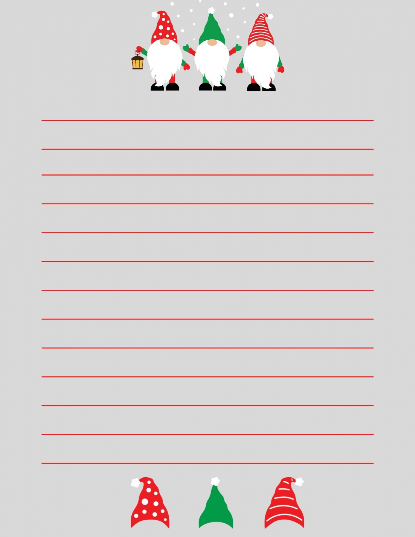 Christmas Gnome Stationery - Free Printable Pages - FREE Printables - Free Printable Christmas Stationery