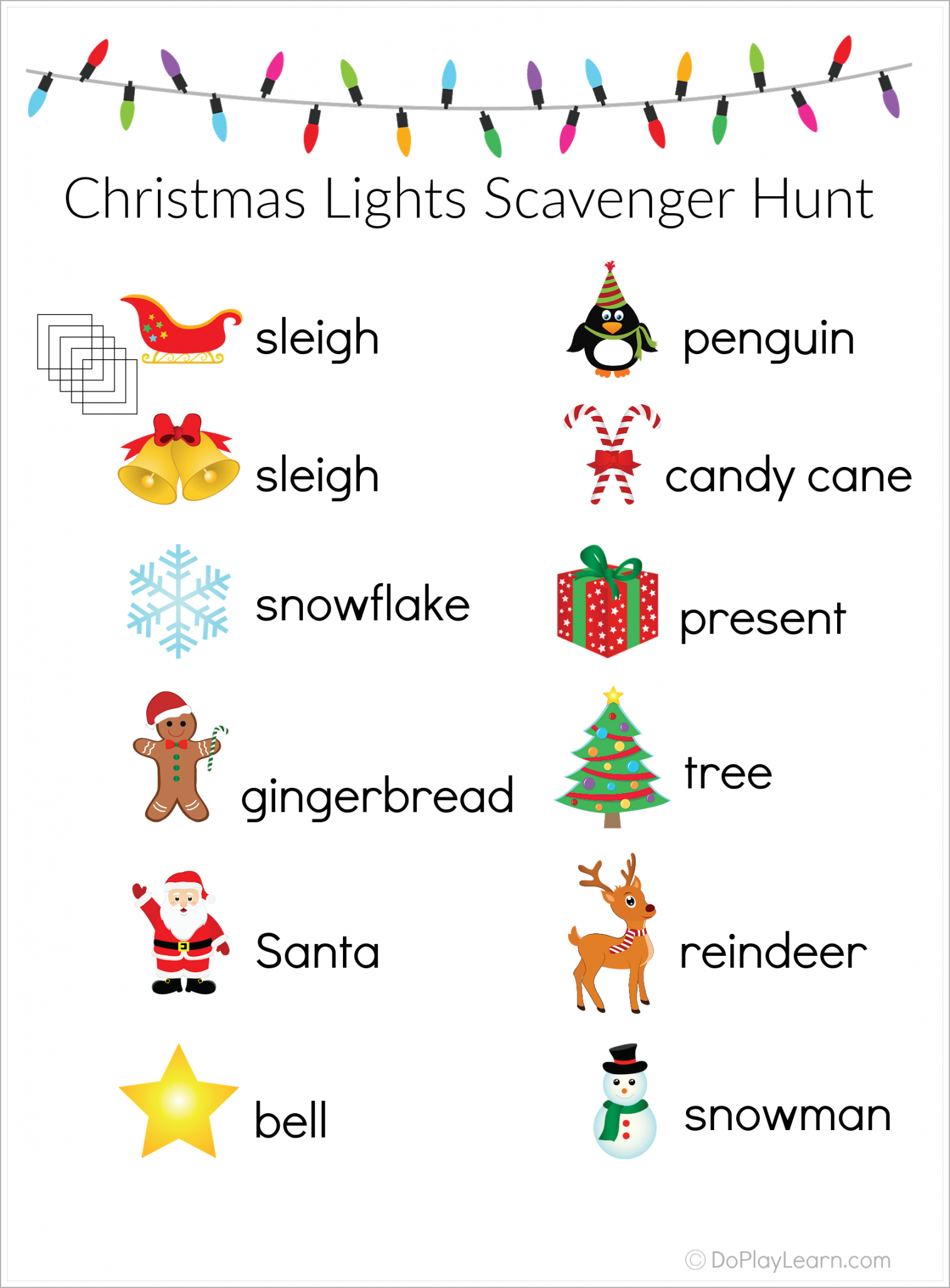 Christmas Light Scavenger Hunt Free Printable - Do Play Learn - FREE Printables - Christmas Light Scavenger Hunt Free Printable