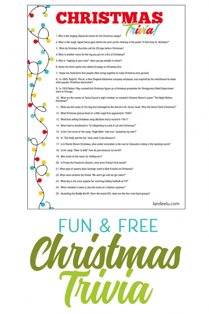 free printable christmas trivia cards - FREE Printable HQ