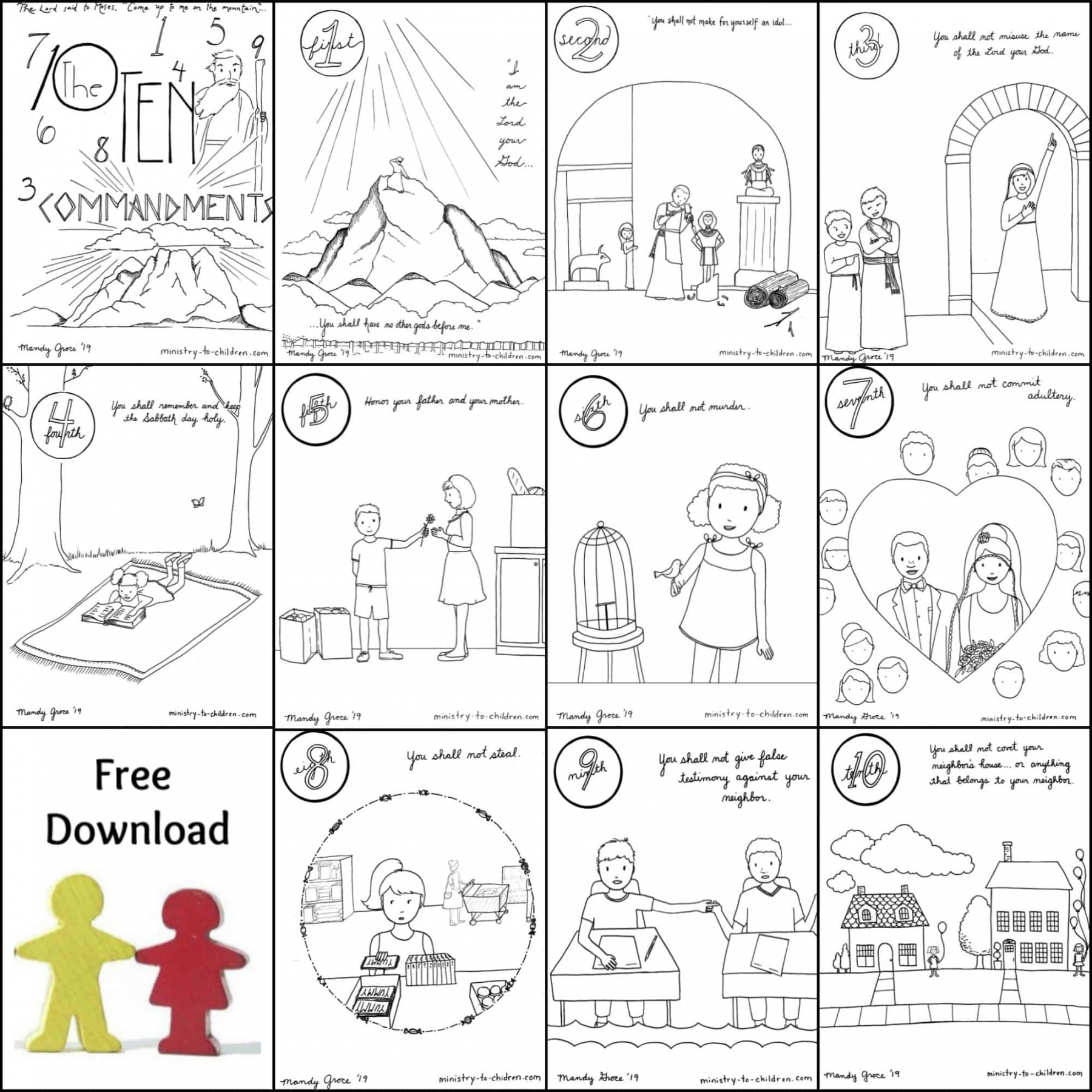 Commandments Coloring Book [Free Printable PDF] Pages for Kids - FREE Printables - Free Printable 10 Commandments Printable Worksheets